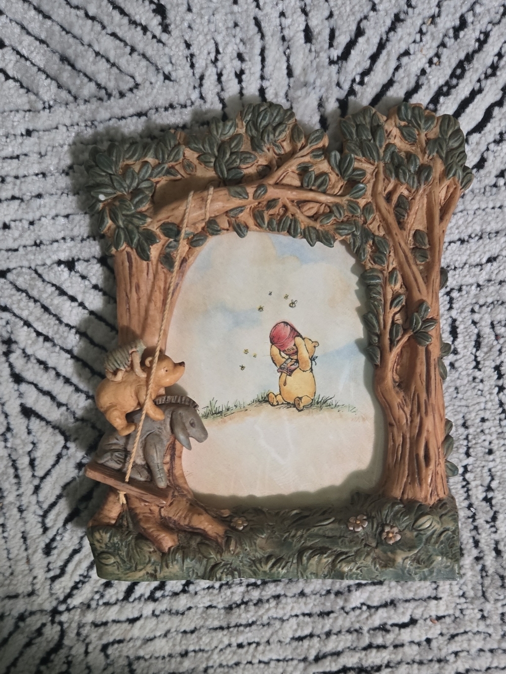 Whimsical Forest Picture Frame in Brown and Green - Winnie the Pooh Scene